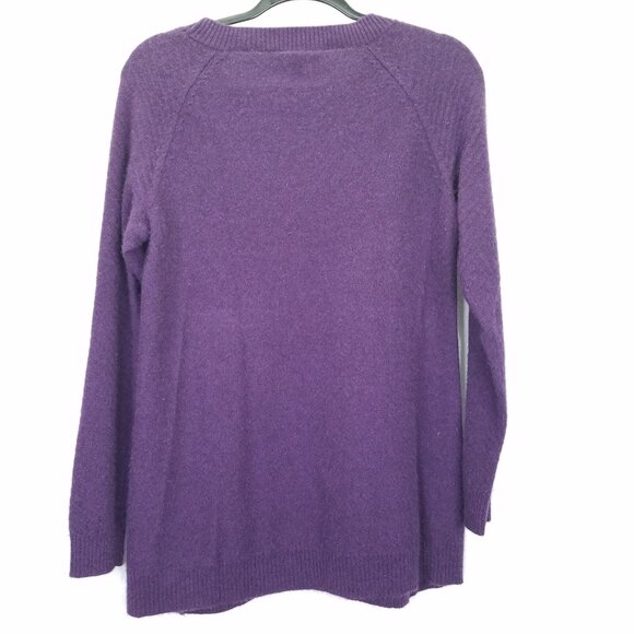Lark & Ro Cashmere Sweater Womens M Crew Neck Diamond Cable Knit Purple Pullover - Picture 7 of 14